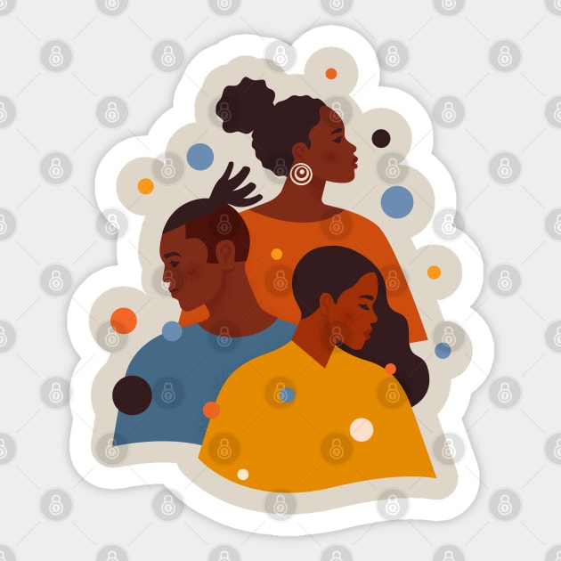 African american man and women in colourful Sticker by angelina_bambina